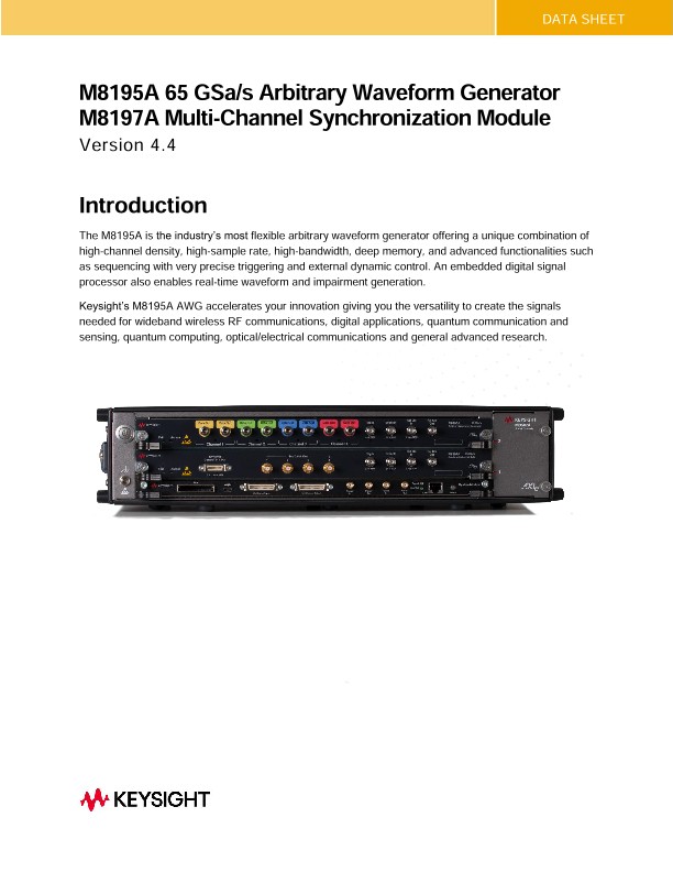 M8195A 65 GSa/s Arbitrary Waveform Generator | Keysight